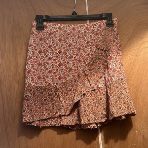Floral Faux Wrap Mini Skirt
